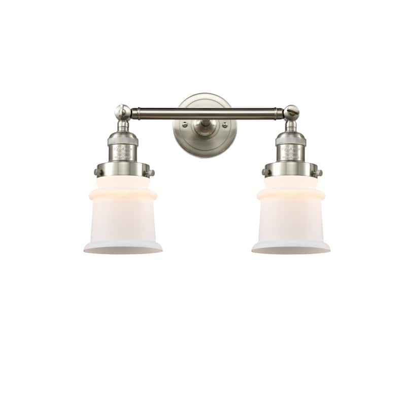 Innovations Lighting Small Canton 2 Light 17" Wide Bathroom Vanity - Brushed Satin Nickel / Matte White
