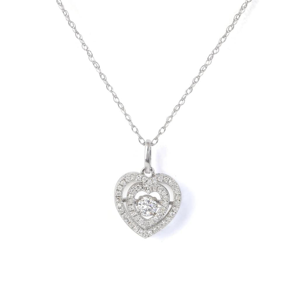 10K White Gold 1/5ct TDW Diamond Heartbeat Pendant Necklace for Women - White H-I