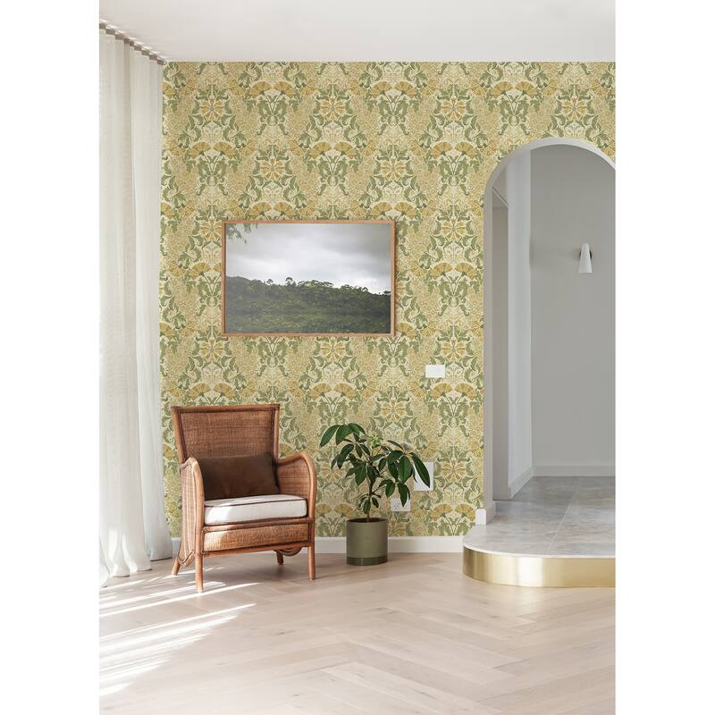 A-Street Prints Ojvind Gold Floral Ogee Wallpaper