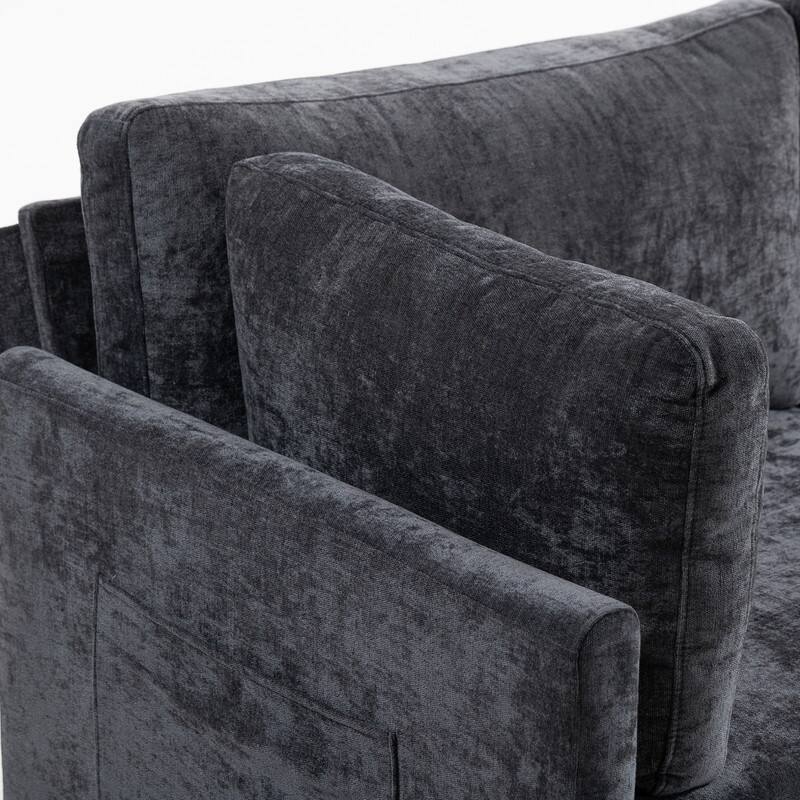 111.42" Chenille Upholstered Three Seater Sofa