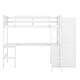 preview thumbnail 4 of 7, White Solid Pine Wood Loft Bed with Desk, Shelves, Wardrobe, and Guardrails