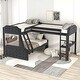 preview thumbnail 1 of 4, Black Twin Over Full L-Shaped Bunk Bed, Twin Loft Bed with Built-in Desk, Guardrails Black
