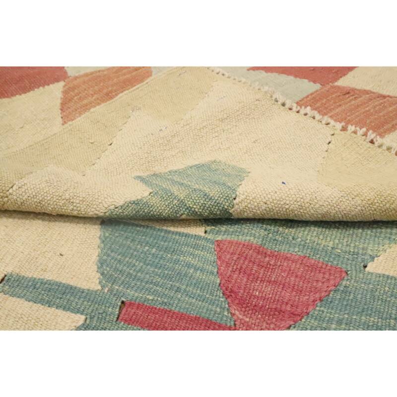 Hand Woven Oriental 100% Wool Carpet Southwestern Tribal Multi-Colored Kilim Area Rug - 8' 10'' X 6' 0''