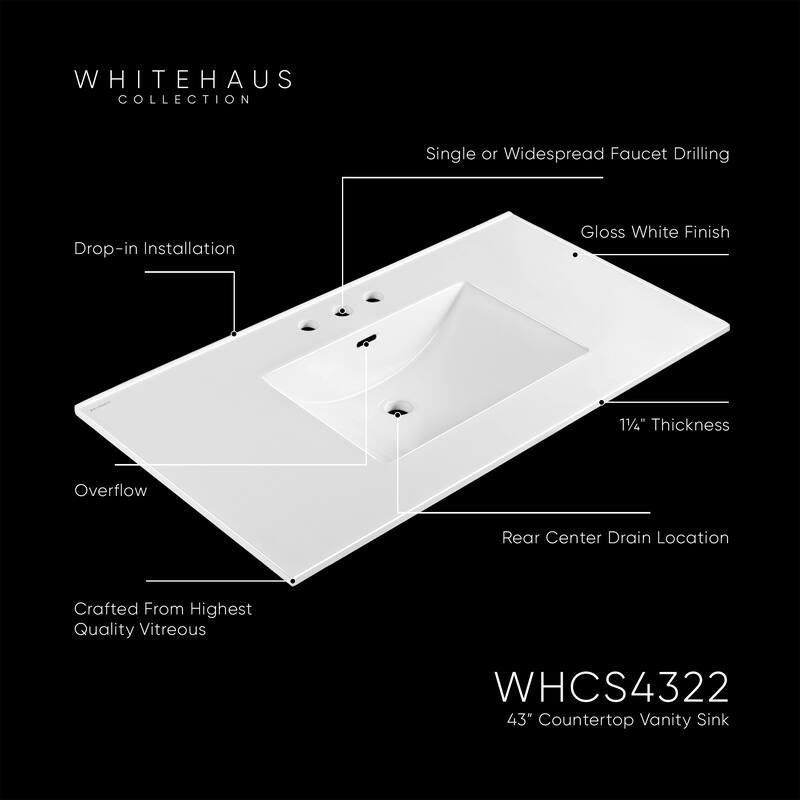 Countertop Vanity Sink with Integrated Rectangular Bowl