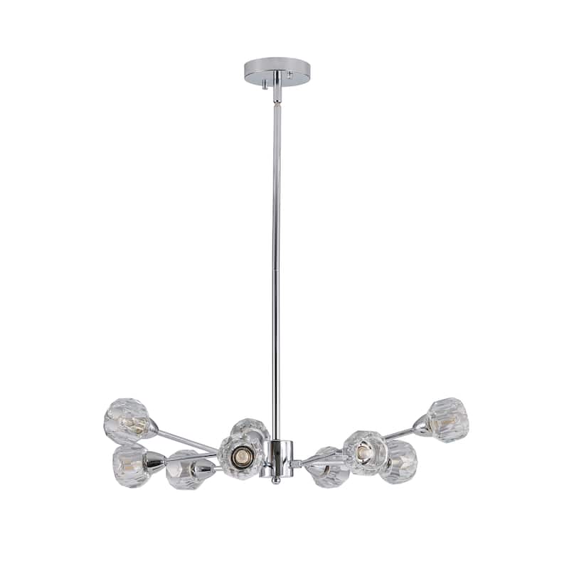 Anmytek 28" Modern Crystal Chandelier Chrome 9-Light Pendant Lighting for Dining Room Living Room - 28 Inch