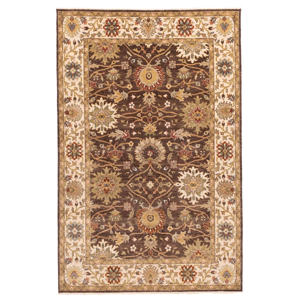 ECARPETGALLERY Hand-knotted Jules Serapi Dark Brown Wool Rug - 5'10 x 8'11