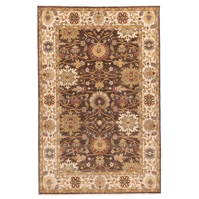 ECARPETGALLERY Hand-knotted Jules Serapi Dark Brown Wool Rug - 5'10 x 8'11