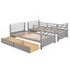 preview thumbnail 10 of 15, Twin over Twin Wood Bunk Bed with Ladder and Two Drawers, Grey