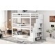 preview thumbnail 5 of 7, Twin Size Triple Bunk Bed with Wooden Frame, Storage Stairs, and Guardrail