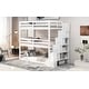 preview thumbnail 8 of 13, Wood Twin Size Bunk Bed with Storage Staircase & Full-Length Guard Rail, Triple Bunk Frame w/Slats Support for Bedroom
