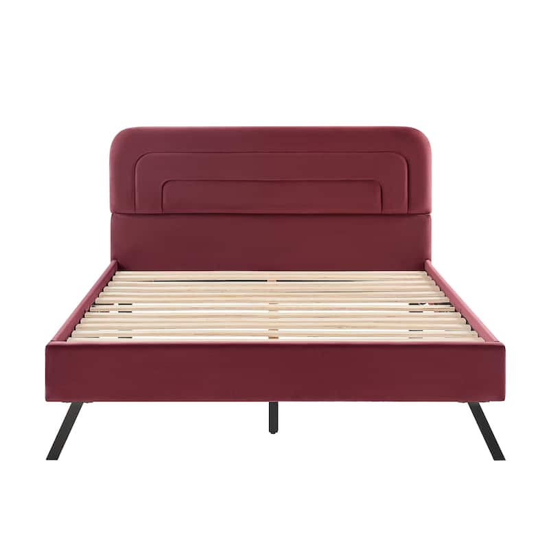 Studio Living Ashton Queen Upholstered Bed in Velvet Fabric