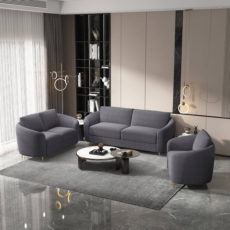 Vibrant Grey Sofa with Metal Leg