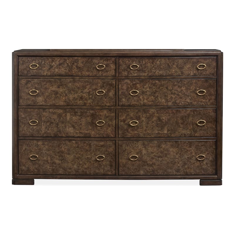Magnussen Home Rowan Espresso Drawer Dresser with Landscape Mirror
