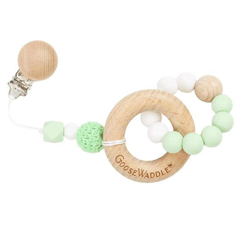 Attachable Wooden & Silicone Teether with Clasp