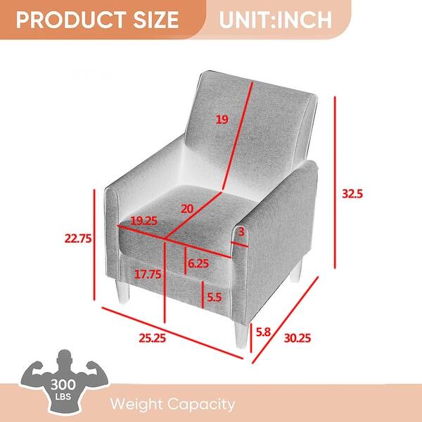 Modern Fabric Accent Arm Chair, Single Sofa, Club Chair, Wood Legs - 32.5"H