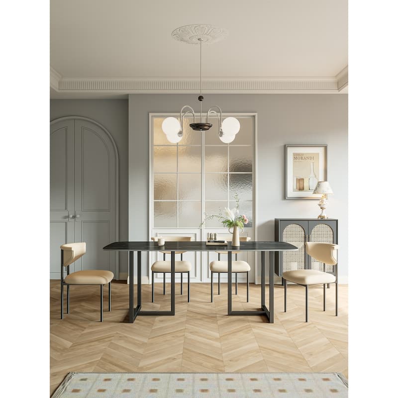 Lesly Modern Rectangle Black 55.11 in. Dining Table(4 Seats) - 55.11"D×31.49"W×29.52"H