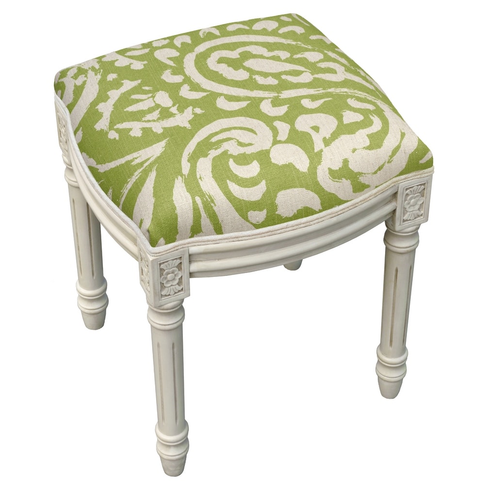 Paisley Antique White Finished Vanity Stool