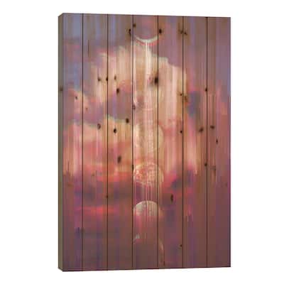Moontime Glitches Print On Wood by Emanuela Carratoni - Multi-Color