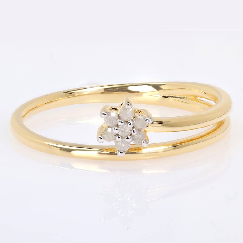 Miadora Diamond Accent Floral Wrap Promise Ring in Yellow Plated Sterling Silver