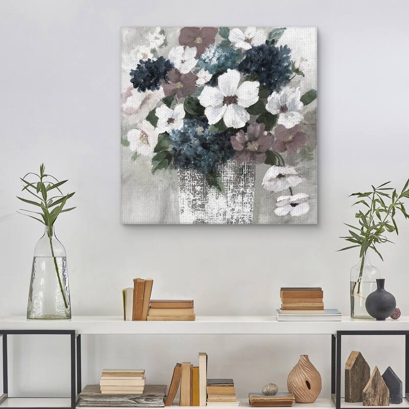 Linen Bouquet 1 Light Square REV by Nan Canvas Art Print