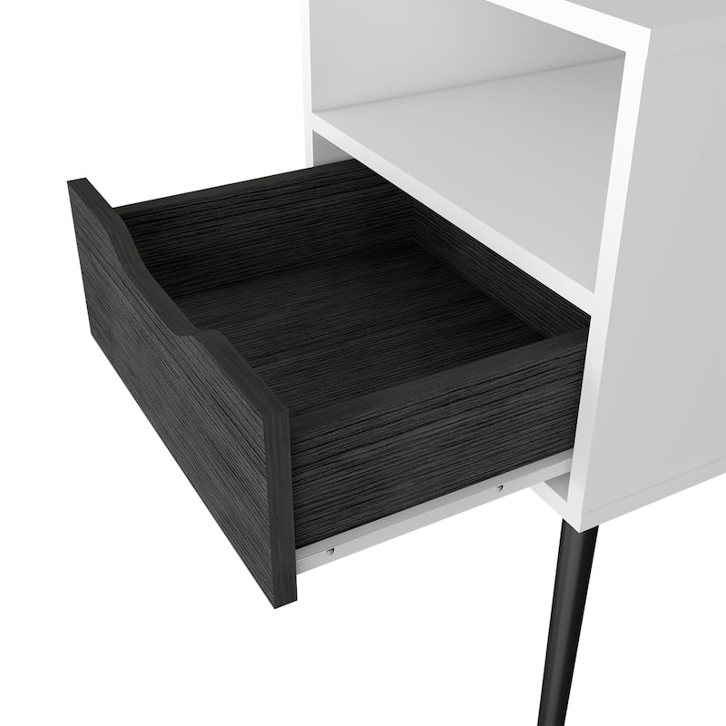 Nightstand 25"H,Superior Top,Four Legs,One Open Shelf,One Drawer,End Table,for Bedroom,Closet,Entryway,College Dorm