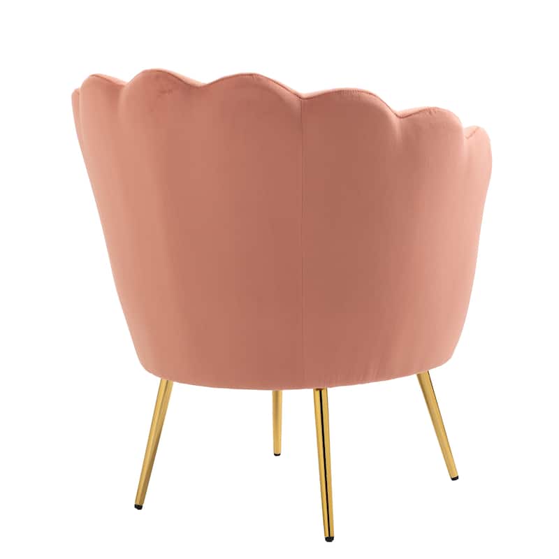 Scalloped Velvet Arm Chair Living Room Accent Chair