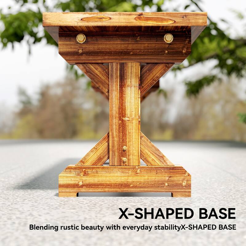 Outsunny Outdoor Wooden Bench, 2-Person Rustic Patio Garden Bench Seat, Backless Outdoor Loveseat