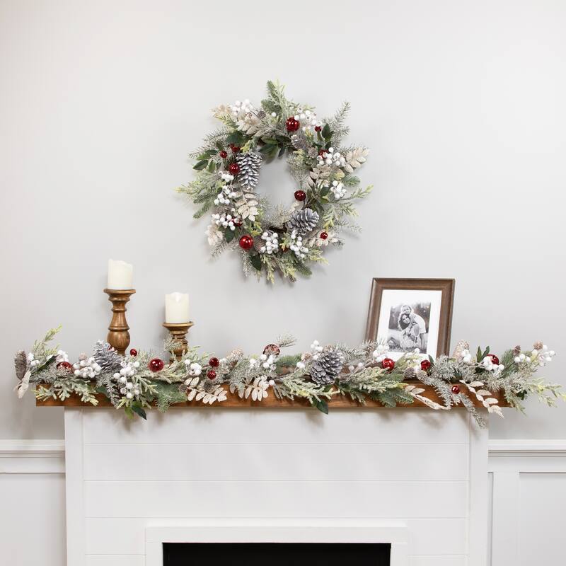Frosted Pinecones and Berries Artificial Christmas Wreath - 24" - Unlit