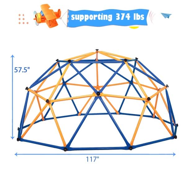Blue and Yellow Outdoor Dome Climber, Monkey Bars Climbing Tower for Kids Aged 3-10