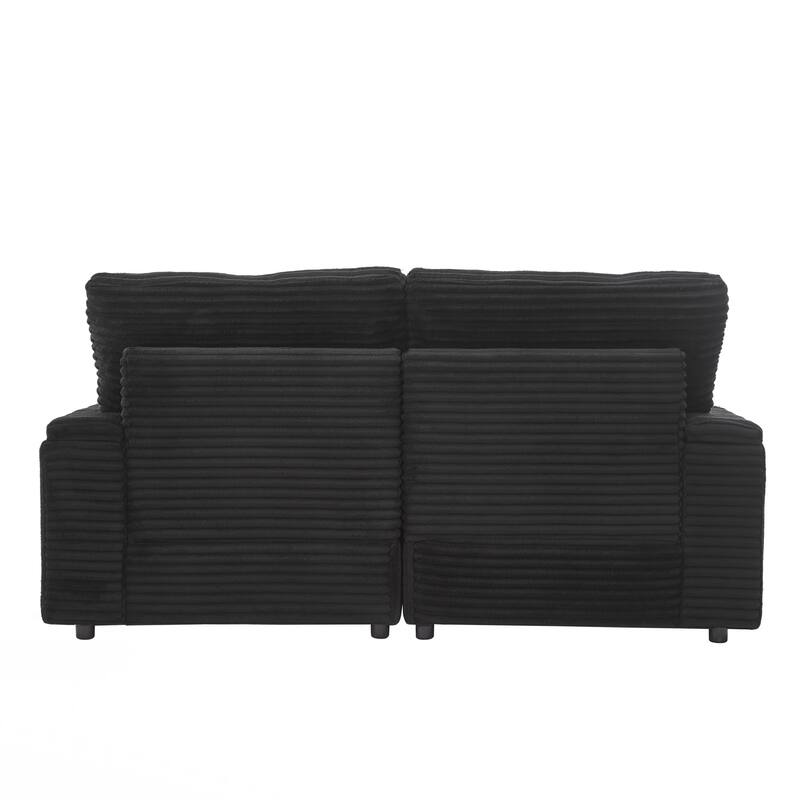 Loveseat Sofa Free-combined Sectional Convertible Sofa Bed with Storage Space, Two Movable Ottomans, Four USB Ports