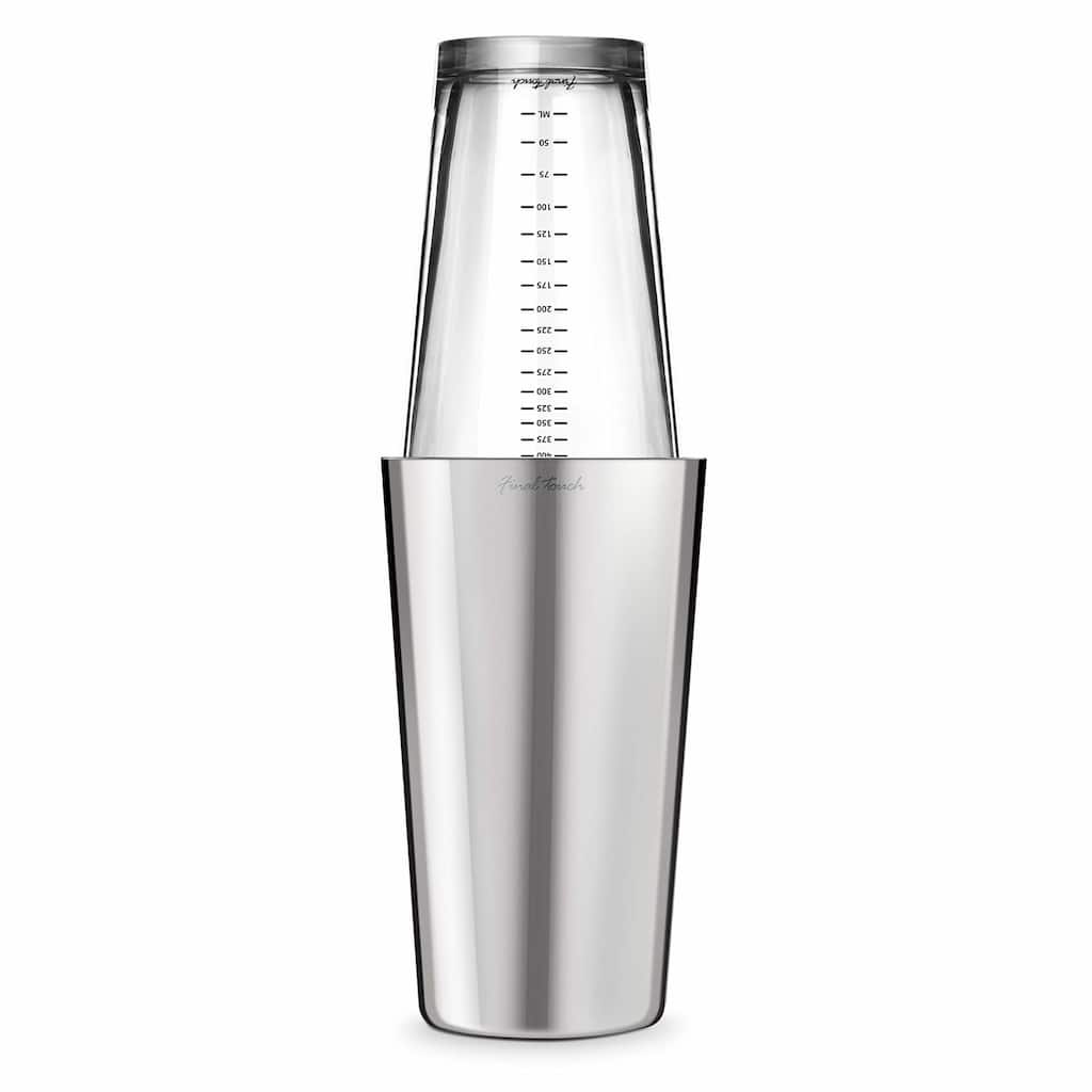 Final Touch Boston Shaker with Silicone Seal and Measurements - Glass - 15 oz - shaker - 27 oz