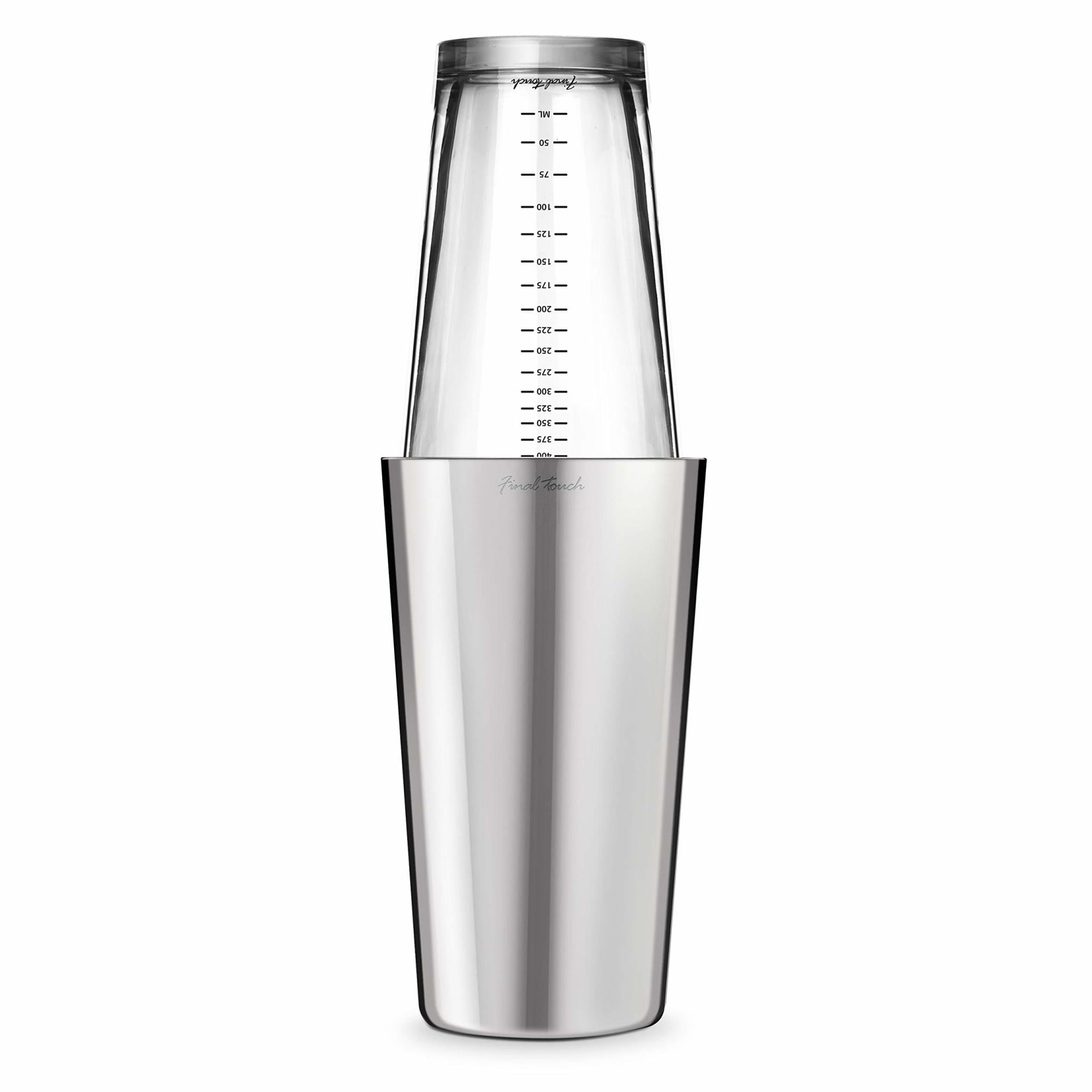 Final Touch Boston Shaker with Silicone Seal and Measurements - Glass - 15 oz - shaker - 27 oz