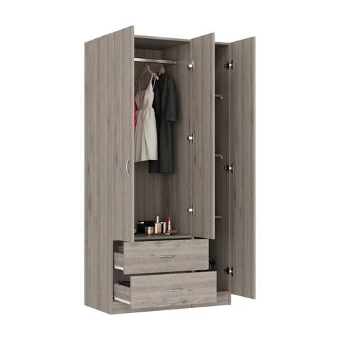 HomeRoots 71" Light Gray Manufactured Wood Two Drawer Combo Dresser