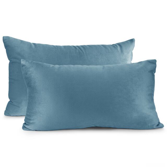 Porch & Den Cosner Microfiber Velvet Throw Pillow Covers (Set of 2) - 12" x 20" - Blue Heaven