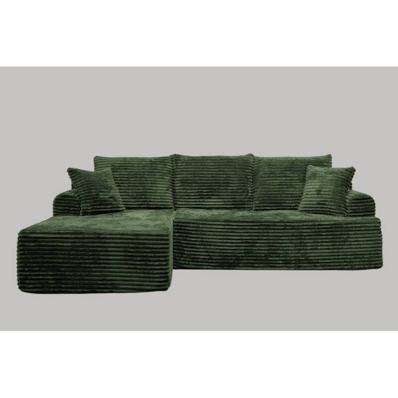 95.2" Modern L-Shaped Corduroy Sectional Sofa, No Assembly Reqired