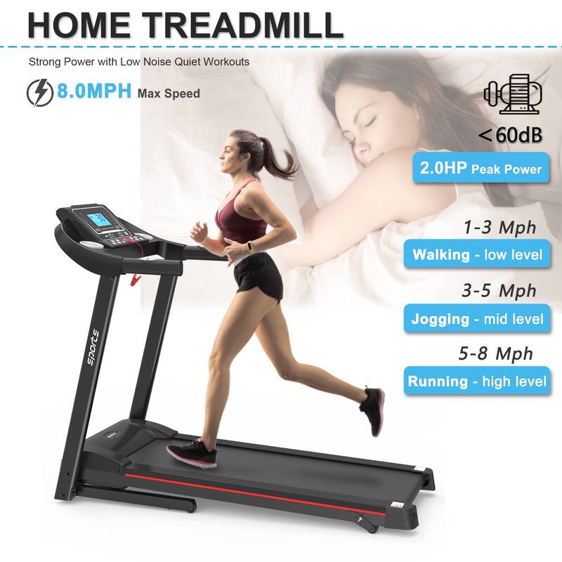 2.5HP Home Foldable Treadmill with Incline, Folding Treadmill for Home Workout, Electric Walking Running Treadmill Machine