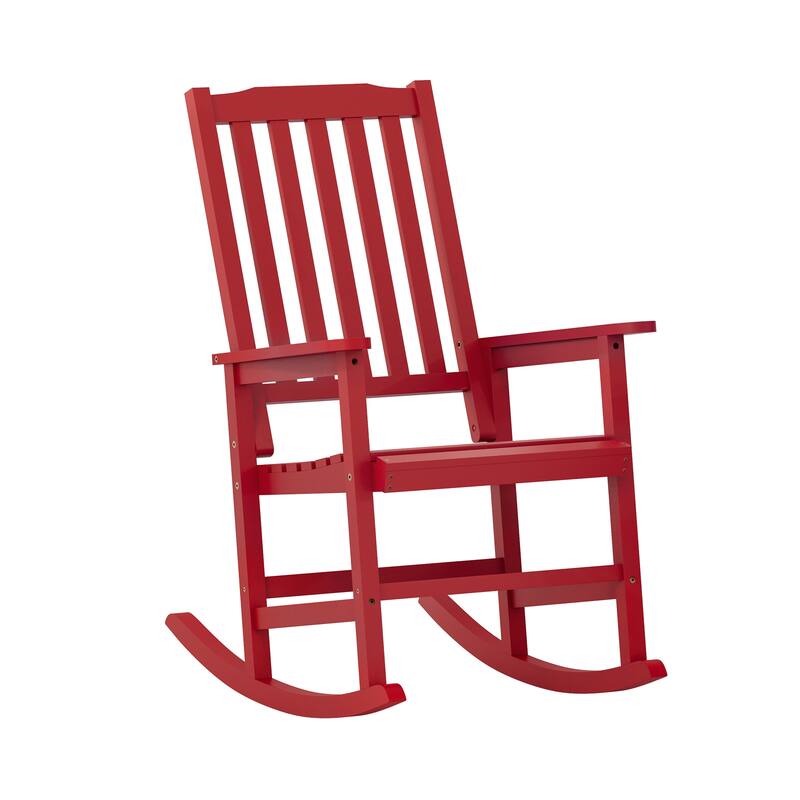 Acacia Wood Outdoor Rocking Chair, Traditional Porch Outdoor Rocker Chairs with Slatted - 43" H