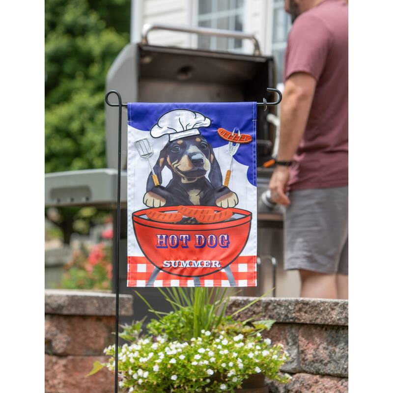 Hot Dog It's Summer Garden Applique Flag