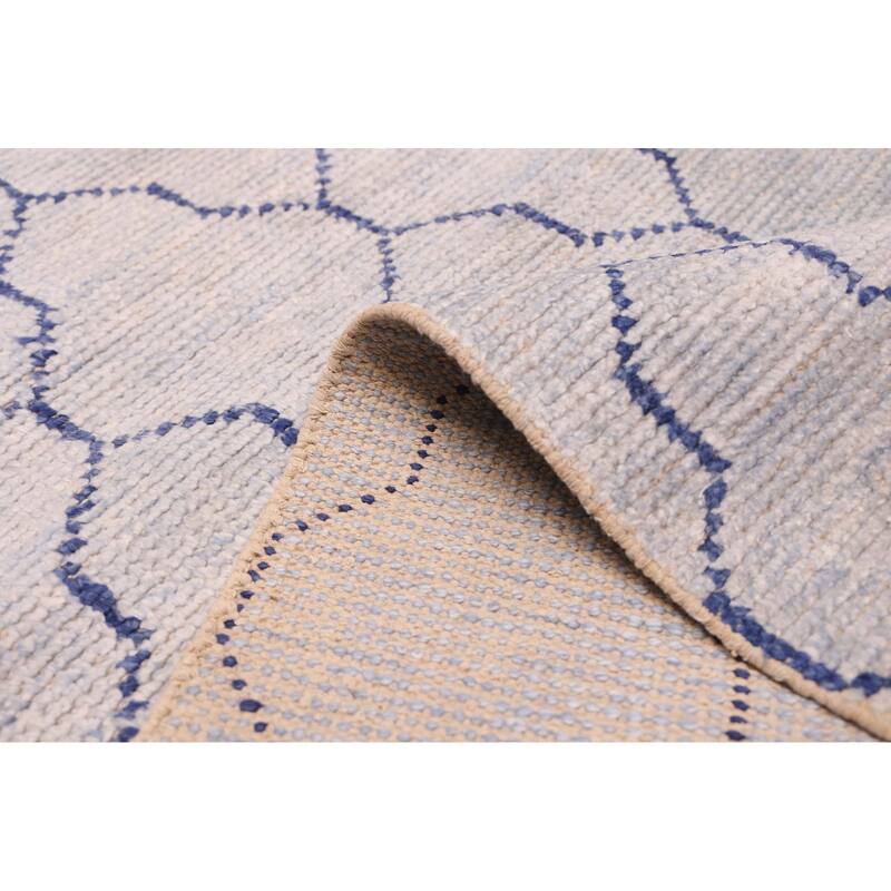 ECARPETGALLERY Hand-knotted Tangier Light Denim Blue Silk Rug - 4'11 x 7'9