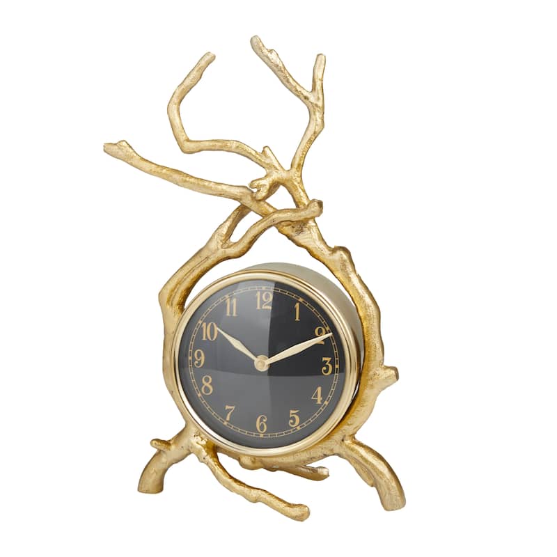 Aluminum Contemporary Clock - 8 x 4 x 13 - Gold