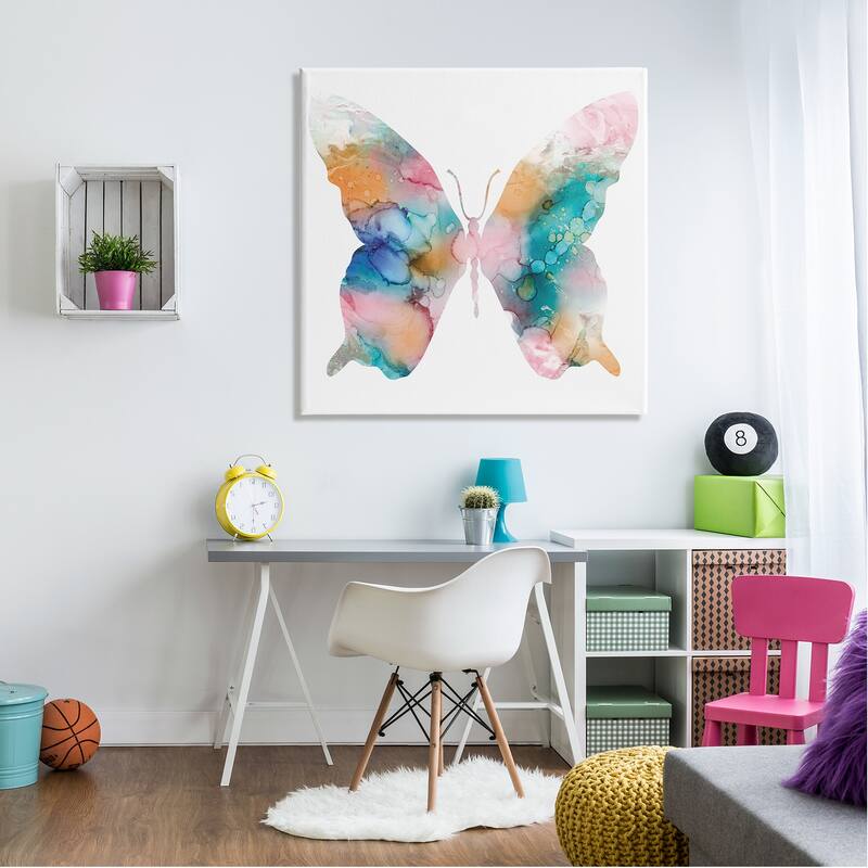 Stupell Pastel Watercolor Pattern Butterfly Silhouette Painting Canvas Wall Art, Design by Susan Jill