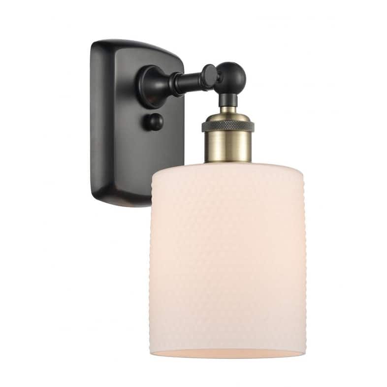 Innovations Lighting Cobbleskill 9" Tall Bathroom Sconce - Black Antique Brass / Matte White