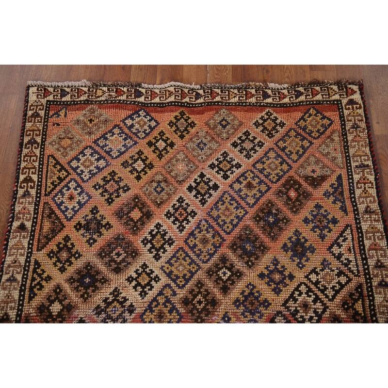 Qashqai Persian Antique Runner Rug Handmade Foyer Wool Carpet - 3'3"x 7'4"