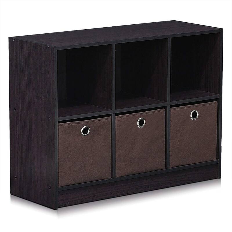 31.6 in. Tall Walnut Wood 6-Shelf Bookcase