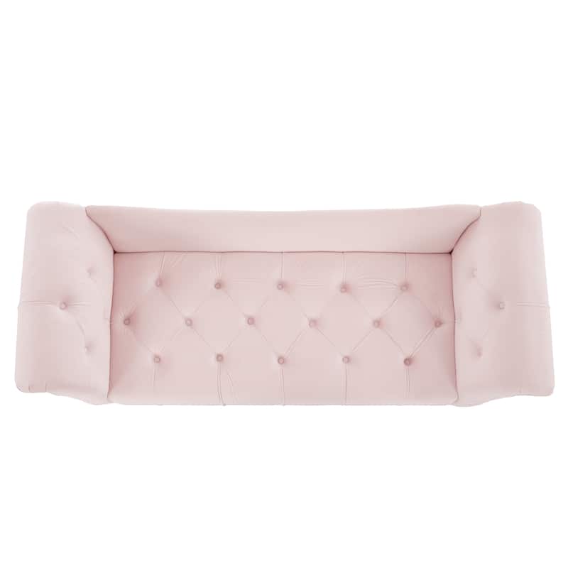 Christopher Knight Home - Larkspur Velvet Upholstered Bench with Rolled Arms and Button Tufting