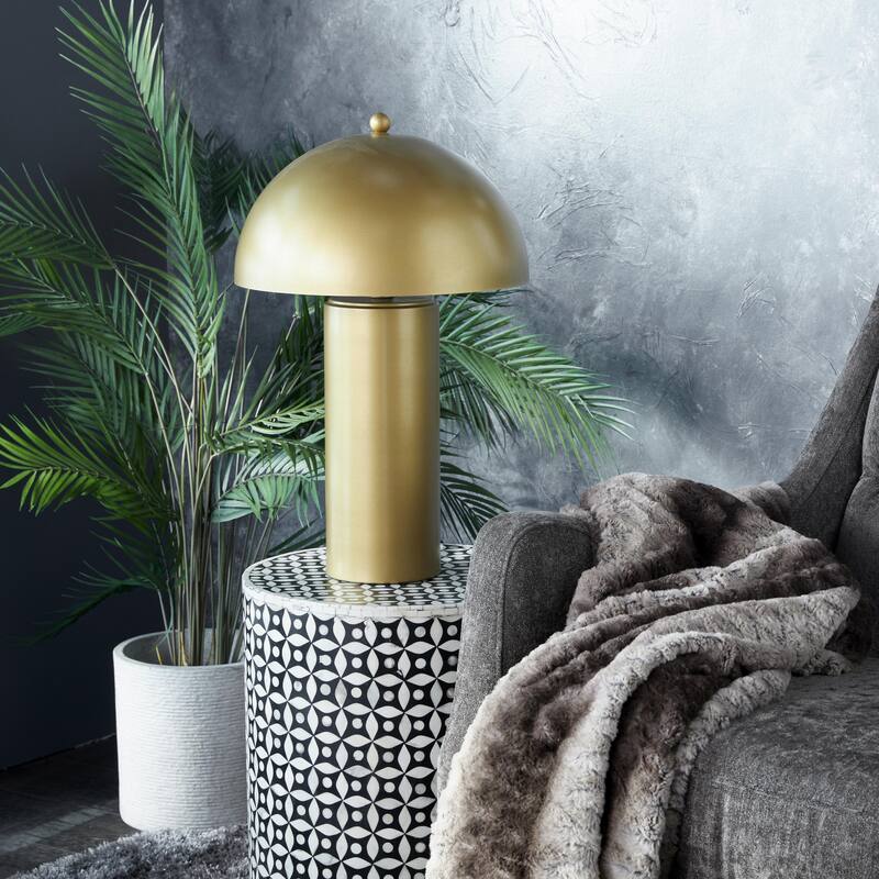 Metal Room Accent Lamp with Dome Shade - Gold & Black - Roche River Decor