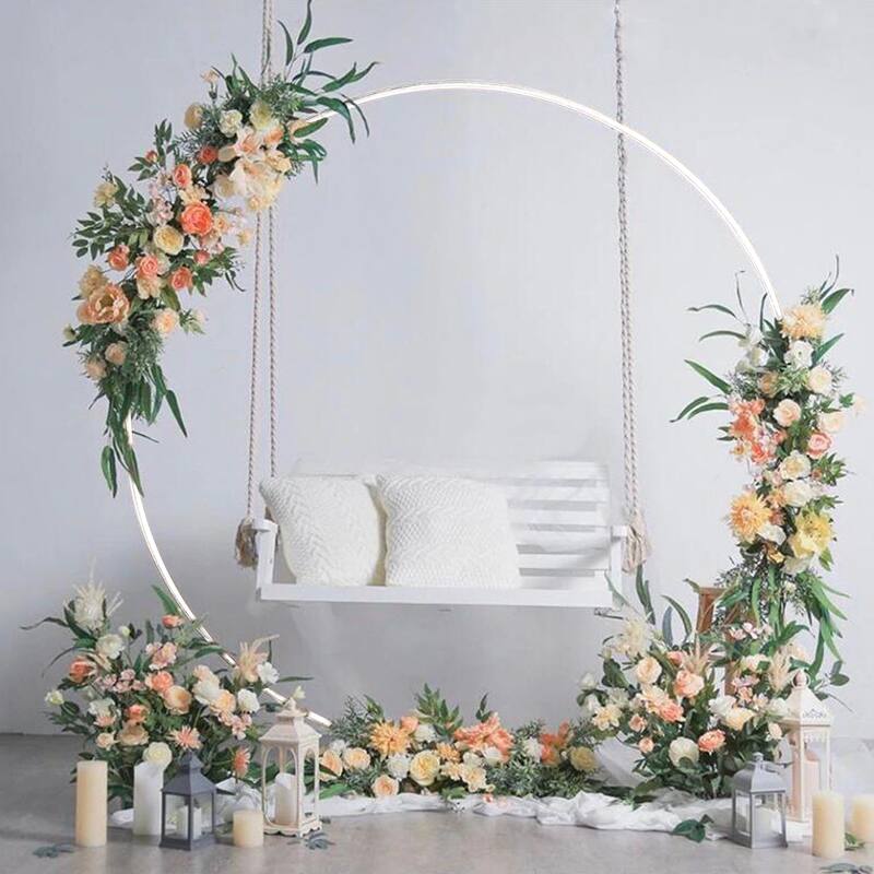 Large Circle Wedding Arch Round Garden Archway Arbors Stand 78"H