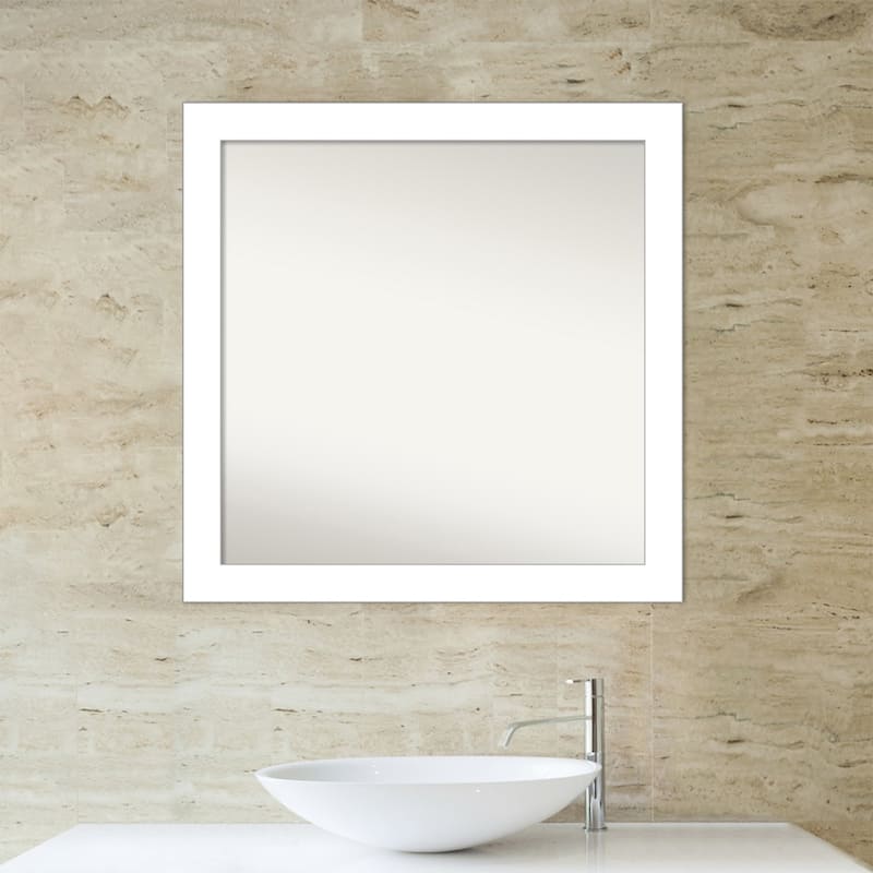 Non-Beveled Bathroom Wall Mirror - Wedge White Frame
