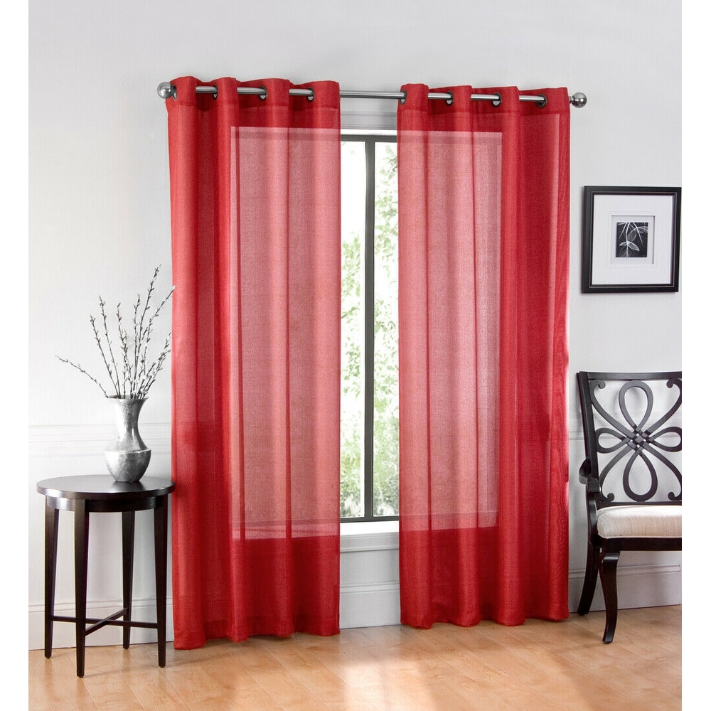 Kate Aurora Sheer Voile Grommet Top Window Curtains for Home Decor-image