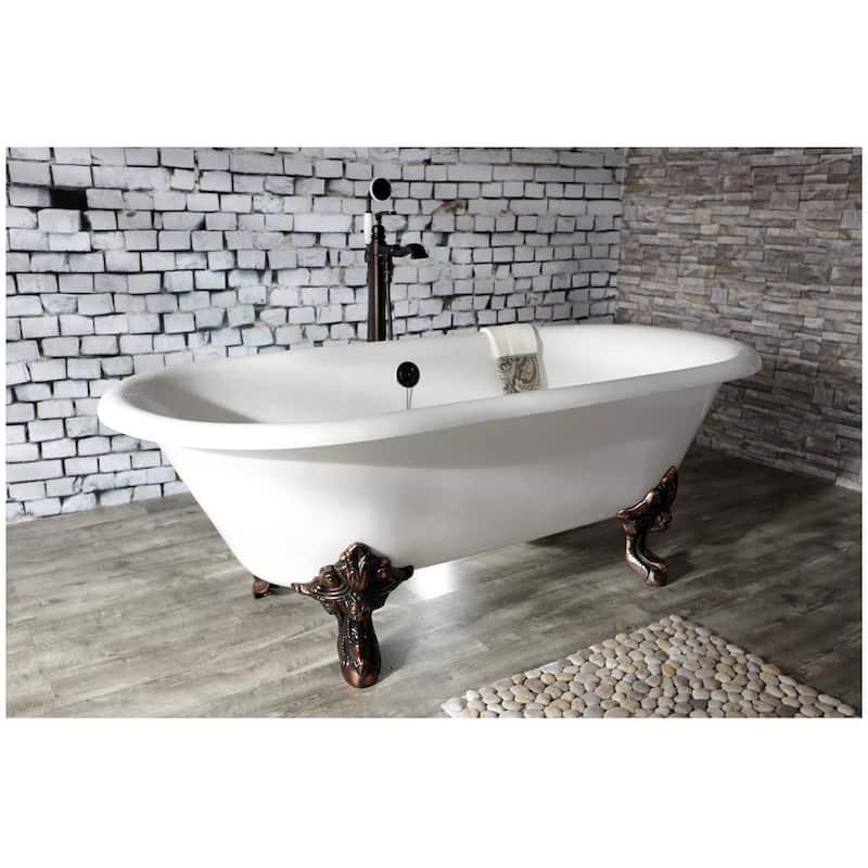 Kingston Brass Aqua Eden 72" Clawfoot Cast Iron Soaking Tub with
